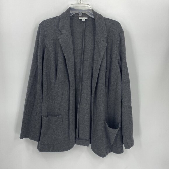 J Jill Gray Ponte Knit Open Front Blazer Jacket Stretch Career Womens Medium - Picture 1 of 4